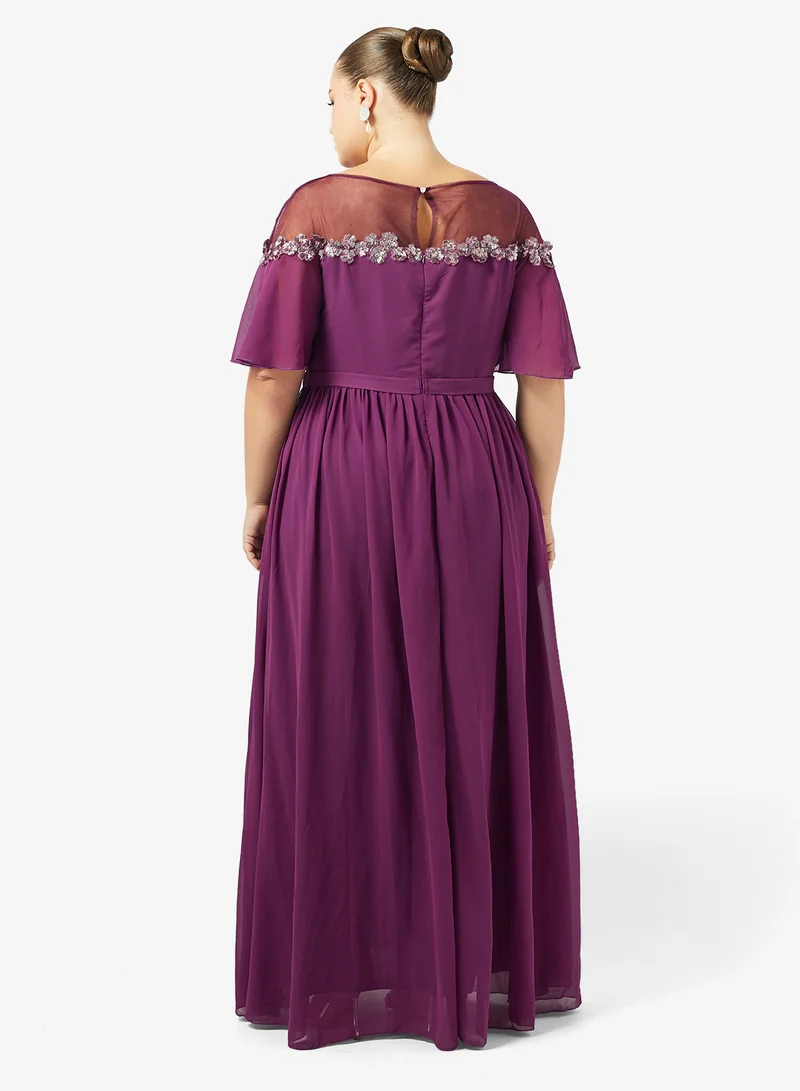 Khizana Plus Size A-line Dress With Sheer Neckline